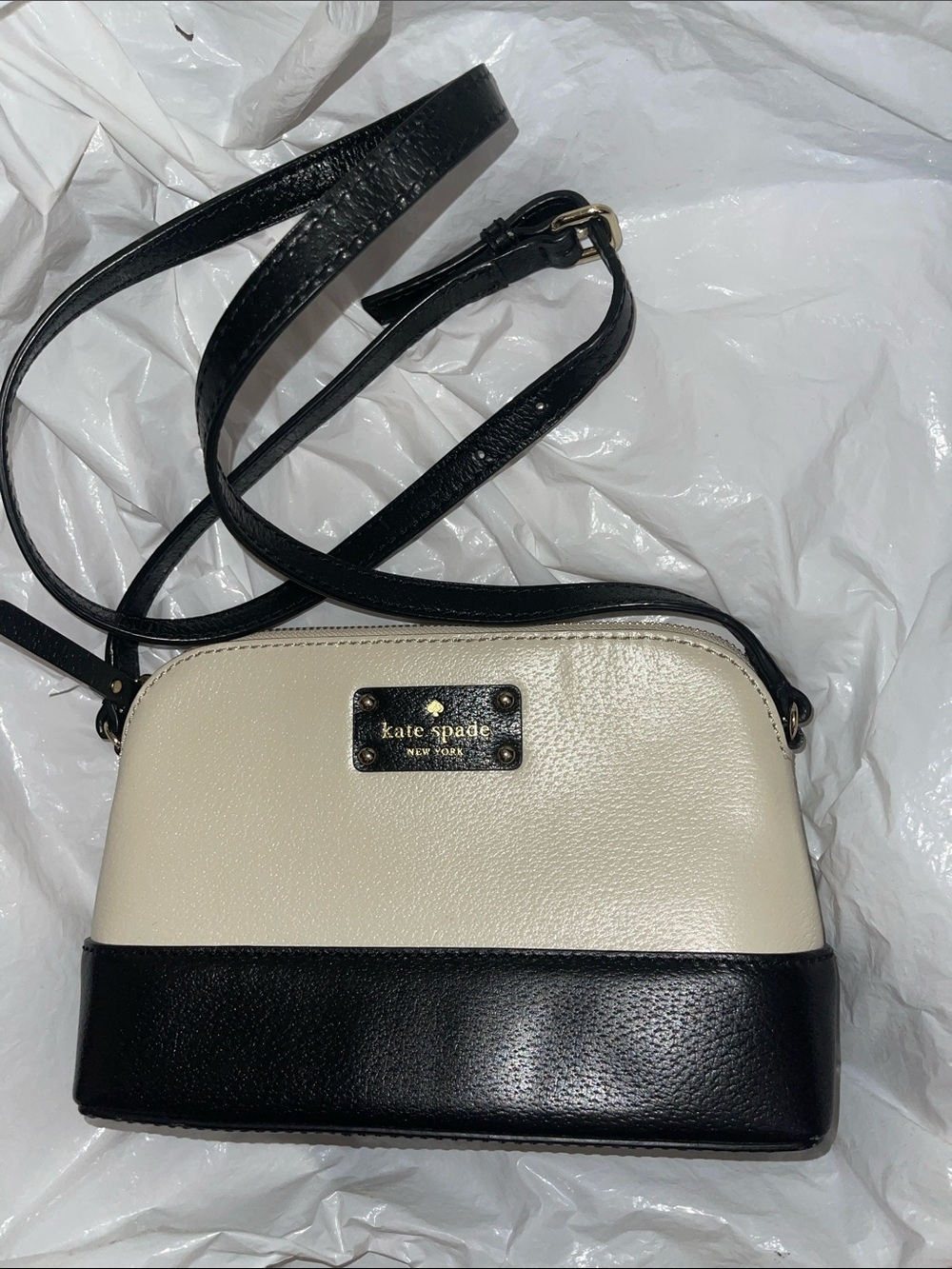 kate spade Black & Cream Leather Crossbody Bag